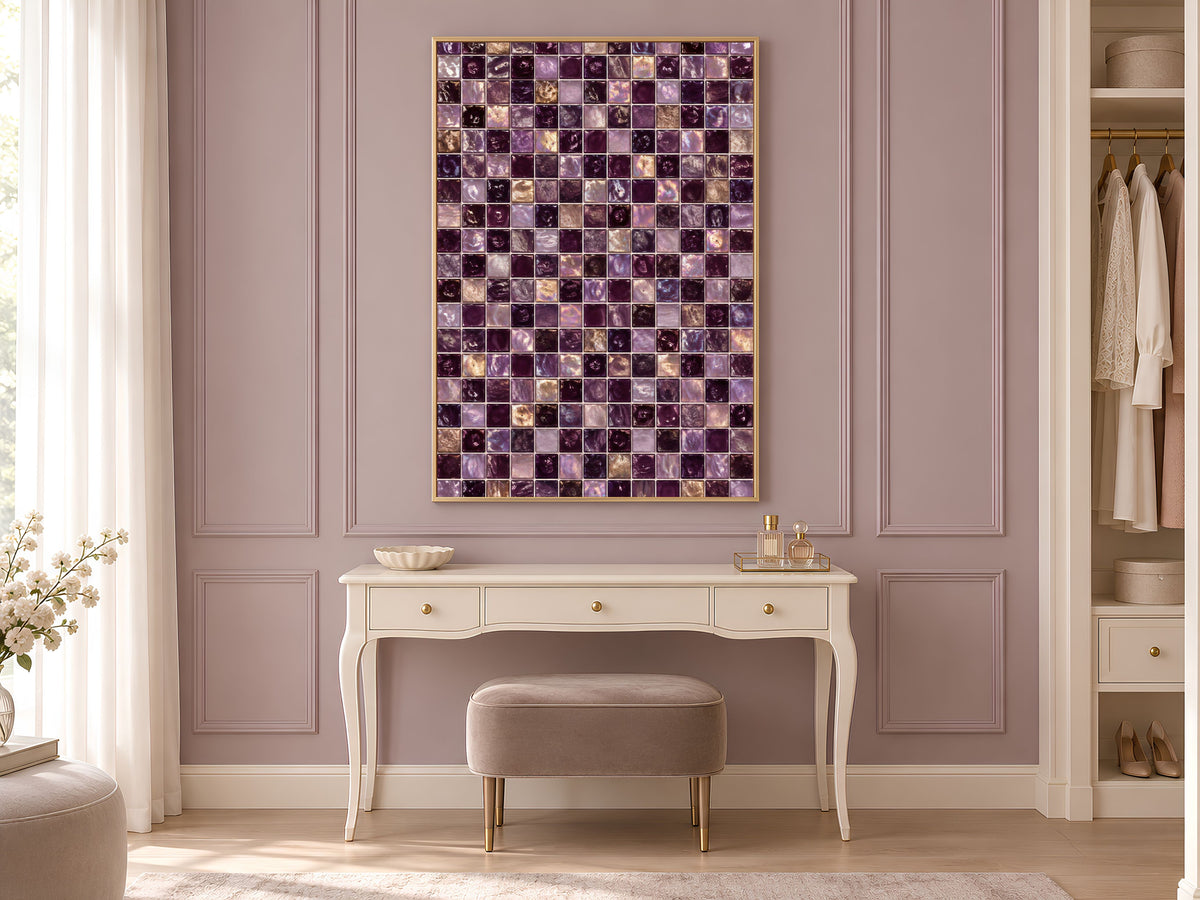Purple Mosaic Wall Art, Lavender Glass Tile Print - Digital Download