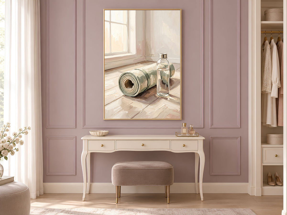 Yoga Mat Wall Art, Impasto Oil Painting Print - Digital Download