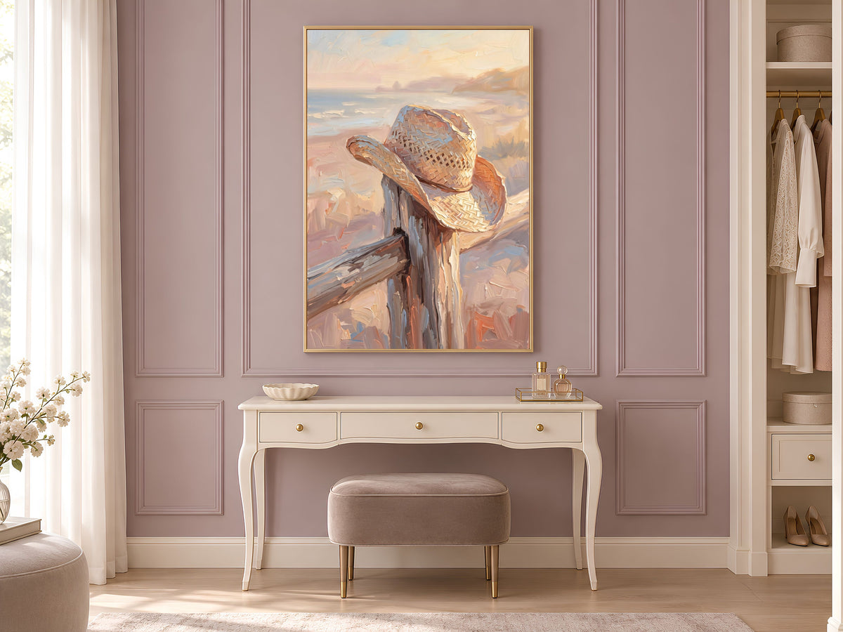 Cowboy Hat Wall Art, Impasto Oil Painting Print - Digital Download
