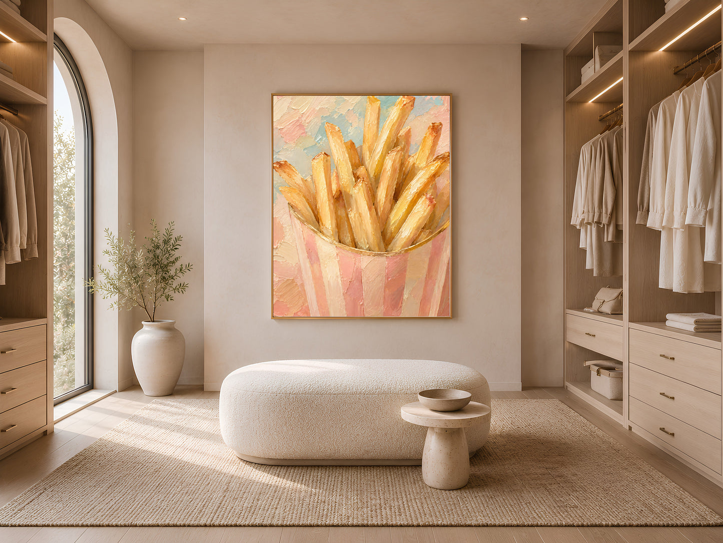 French Fries Wall Art Print, Impasto Oil Painting - Digital Download