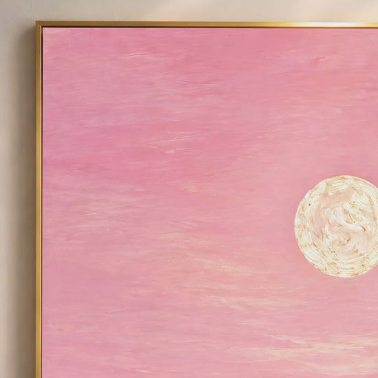 Pink capiz shell ocean wall art video preview in gold frame, iridescent pearl wave closeup
