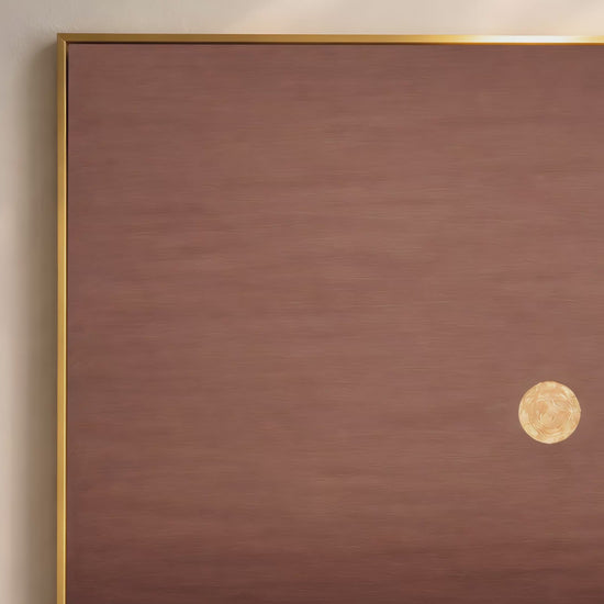 Moonlit ocean print video preview in gold frame, brown and gold impasto seascape
