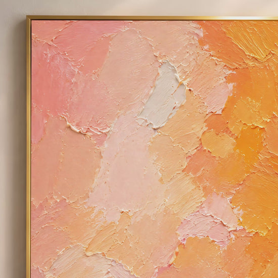 Video preview of boho sun spiral wall art print showing peach and coral impasto texture detail.